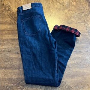 NWT size 6 tall Eddie Bauer Boyfriend Flannel Lined Jeans straight leg/mid rise
